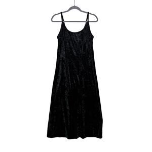 Vintage Pasta 90s Slip Maxi Dress Women's 11/12 Crushed Black Velvet Whimsygoth